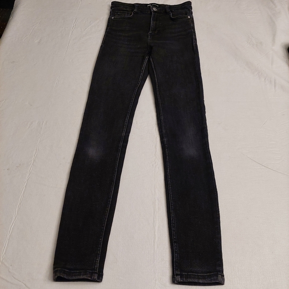 Zara Black Acid Wash Denim High Rise Skinny Jeans Stretch Women's Size 4 - Picture 3 of 12